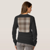Neutrales Erdbraun Kariertes Gingham Karomuster  T-Shirt (Schwarz voll)