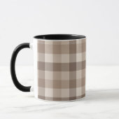 Neutrales Erdbraun Kariertes Gingham Karomuster Tasse (Links)