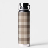 Neutrales Erdbraun Kariertes Gingham Karomuster Trinkflasche (Rückseite)