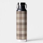 Neutrales Erdbraun Kariertes Gingham Karomuster Trinkflasche (Vorne)
