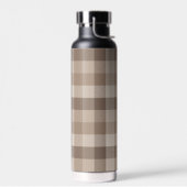 Neutrales Erdbraun Kariertes Gingham Karomuster Trinkflasche (Links)