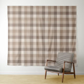 Neutrales Erdbraun Kariertes Gingham Karomuster  Wandteppich (Beispiel (Horizontal))
