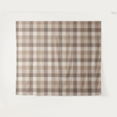 Neutrales Erdbraun Kariertes Gingham Karomuster  Wandteppich (Vorderseite (Horizontal))