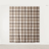 Neutrales Erdbraun Kariertes Gingham Karomuster  Wandteppich (Vorderseite)