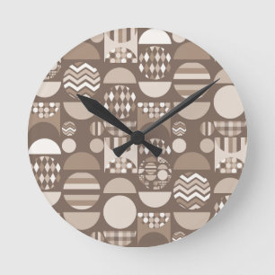 Neutrales Erdbraun Nordisch Skandinavisch  Runde Wanduhr