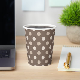 Neutrales Erdbraun-Polka-Punkte-Design Pappbecher