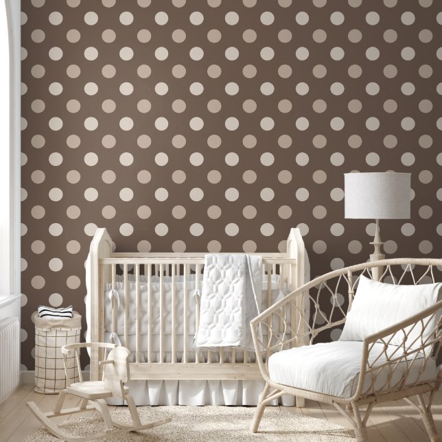 Neutrales Erdbraun-Polka-Punkte-Design  Tapete (Kinder)