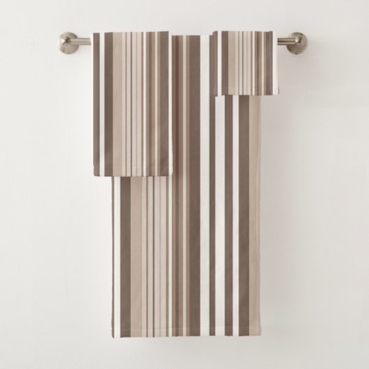 Neutrales erdige Streifenmuster-Design  Badhandtuch Set (Insitu)