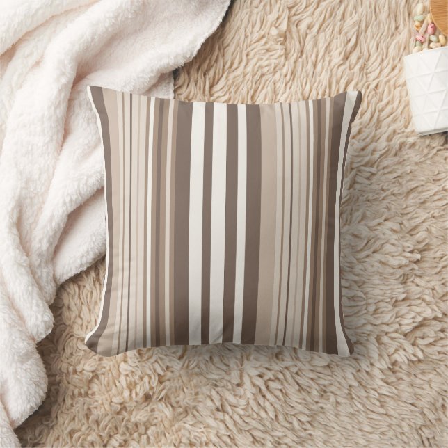 Neutrales erdige Streifenmuster-Design  Kissen (Decke)
