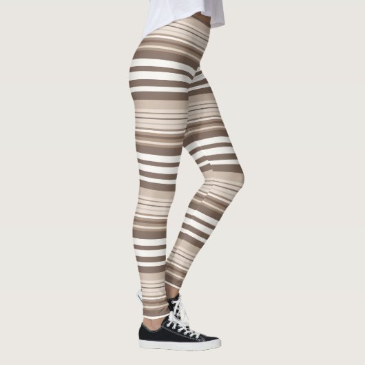Neutrales erdige Streifenmuster-Design  Leggings (Rechts)