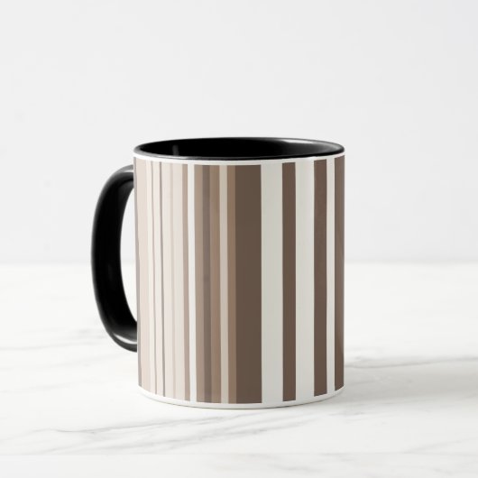 Neutrales erdige Streifenmuster-Design Tasse (Vorderseite Links)