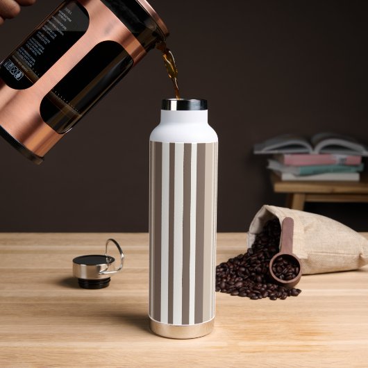 Neutrales erdige Streifenmuster-Design  Trinkflasche (Kaffee)