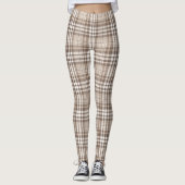Neutrales Erdtön Plaid Tartan Design Leggings (Vorderseite)