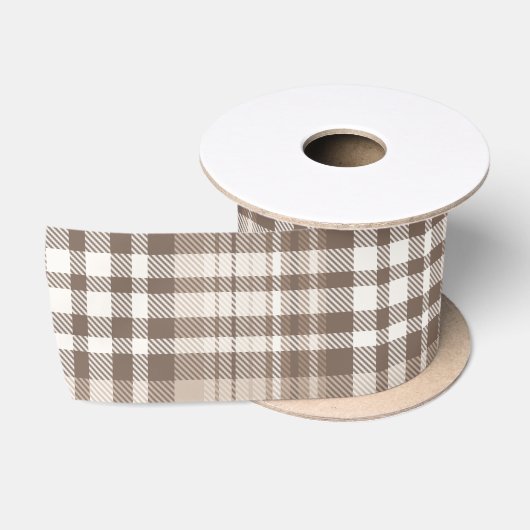Neutrales Erdtön Plaid Tartan Design Satinband (Spule)