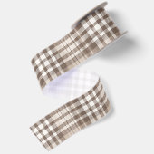 Neutrales Erdtön Plaid Tartan Design Satinband (Rückseite)