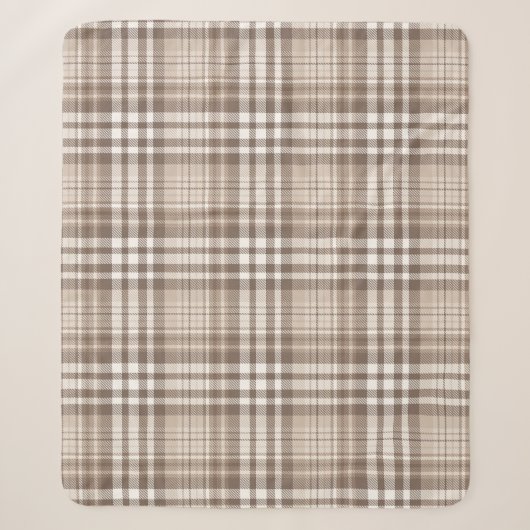 Neutrales Erdtön Plaid Tartan Design  Sherpadecke (Vorderseite)