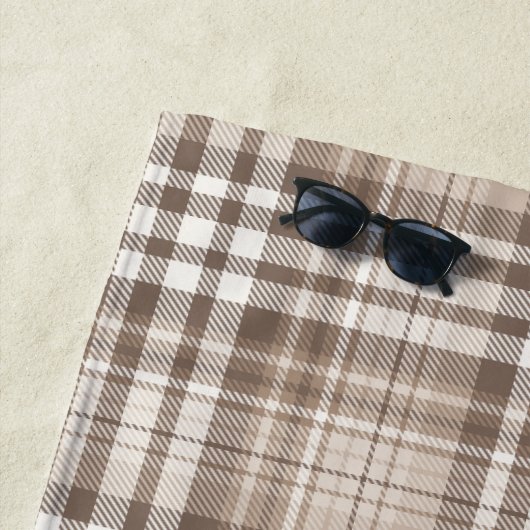 Neutrales Erdtön Plaid Tartan Design Strandtuch (Beispiel)