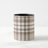 Neutrales Erdtön Plaid Tartan Design Tasse (Zentrum)