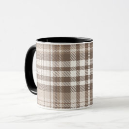 Neutrales Erdtön Plaid Tartan Design  Tasse