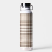 Neutrales Erdtön Plaid Tartan Design Trinkflasche (Rückseite)