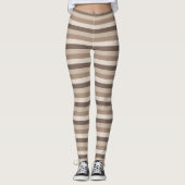 Neutrales Erdtöne Streifen Muster Design Leggings (Vorderseite)