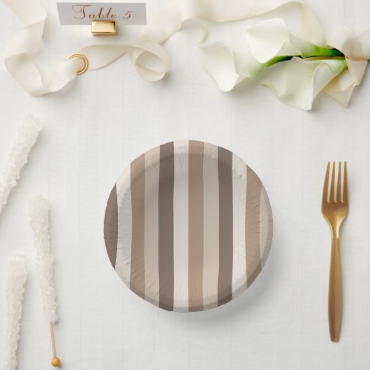 Neutrales Erdtöne Streifen Muster Design Pappteller (Hochzeit)