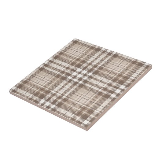 Neutrales Erdtöniges Karo-Tartan-Design Fliese (Seite)
