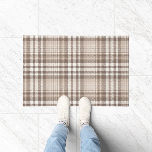 Neutrales Erdtöniges Karo-Tartan-Design Fußmatte (Indoor)