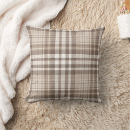 Neutrales Erdtöniges Karo-Tartan-Design  Kissen