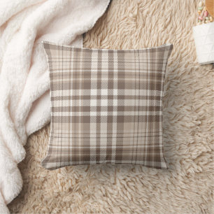 Neutrales Erdtöniges Karo-Tartan-Design Kissen