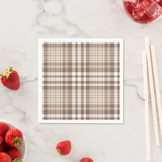 Neutrales Erdtöniges Karo-Tartan-Design Serviette (Beispiel)