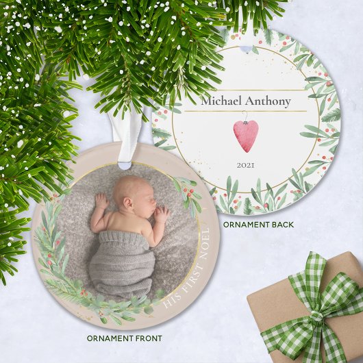 Neutrales "First Weihnachten" Weihnachtsgrün Baby  Ornament
