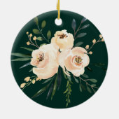 Neutrales Floral Gold Rahmen Erstes Weihnachtsfest Keramik Ornament (Hinten)