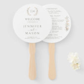 Neutrales Florales Rosafarbenes Monogramm Hochzeit Fächer (Vorne und Hinten)