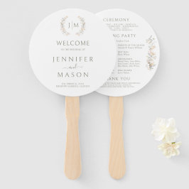 Neutrales Florales Rosafarbenes Monogramm Hochzeit Fächer