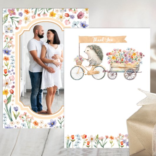 Neutrales Foto Vielen Dank - Igel Baby Dusche Dankeskarte