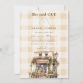 Neutrales französisches Café-Brautparty Einladung (Vorderseite)