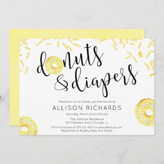 Neutrales gelbes Baby des Einladung (Vorne/Hinten)