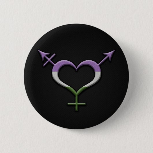 Neutrales Gender-Symbol im Genderqueer-Pride-Flag Button (Vorderseite)