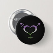 Neutrales Gender-Symbol im Genderqueer-Pride-Flag Button (Vorne & Hinten)