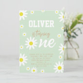 Neutrales Geschlecht 1. Geburtstag Party Boho Whit Einladung (Stehend Vorderseite)