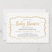 Neutrales Geschlecht White Gold Dot Baby Dusche Einladung (Vorderseite)