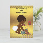 Neutrales geschlechtsspezifisches Baby am Telefon Einladung (Stehend Vorderseite)