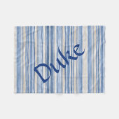 Neutrales gestreiftes Muster Blau Beige Haustierde Fleecedecke (Vorderseite (Horizontal))