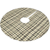 Neutrales Gingham Beige Braun Karomuster Klassiker Polyester Weihnachtsbaumdecke (Schrägansicht)