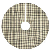 Neutrales Gingham Beige Braun Karomuster Klassiker Polyester Weihnachtsbaumdecke (Vorderseite)