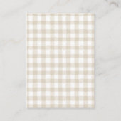 Neutrales Gingham-Teddybär-Windel-Raffle-Ticket Begleitkarte (Rückseite)