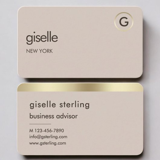 Neutrales Gold-Monogramm Visitenkarte