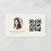 Neutrales Gold QR Code Foto Monogramm Visitenkarte (Vorderseite)