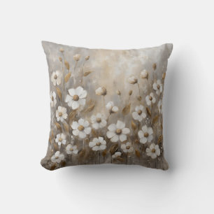 Neutrales Grau Gold Taupe Floral Kissen